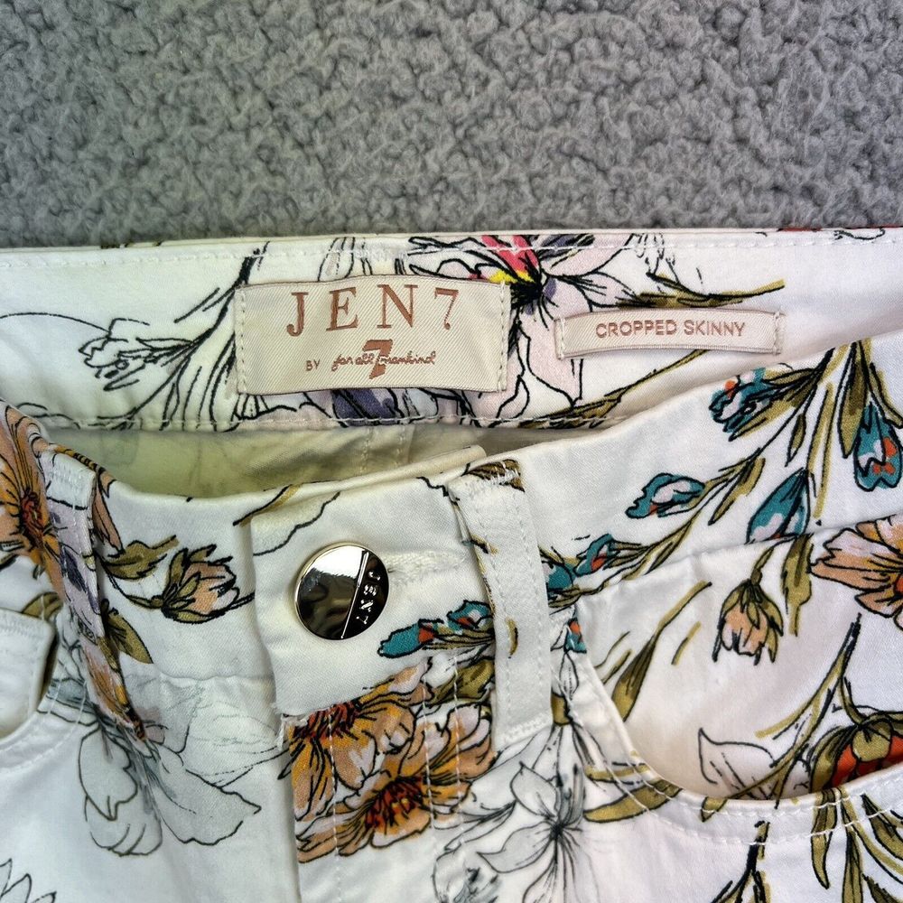 Jen 7 by 7 for‎ All Mankind Floral Print Denim Jeans Cropped Skinny Size 0 NEW - Picture 3 of 9